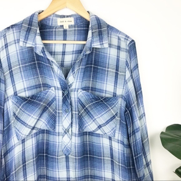 Anthro’s Cloth & Stone,Breezy Plaid Button Down Blouse,Sinfully Soft,Button Up - Picture 9 of 13